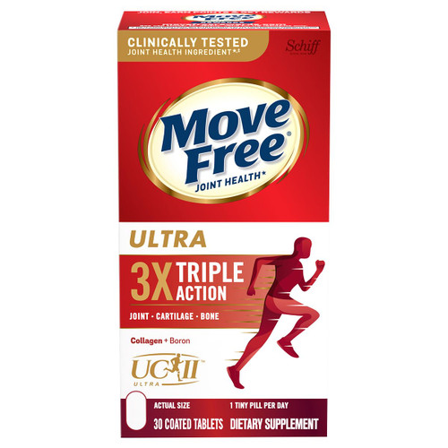 Move Free Ultra Triple Action Joint Support Supplement - Type II Collagen Boron & Hyaluronic Acid - Supports Joint Comfort, Cartiliage & Bones in 1 Tiny Pill Per Day, 30 Tablets (30 servings)*