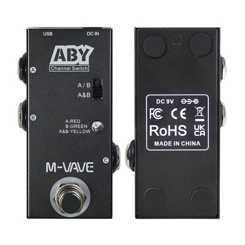 M-VAVE ABY Channel Switch Guitar Effect Pedal, True Bypass Line Selector with LED Indicators, 9V DC Power, Black