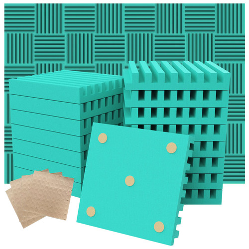 Sound Proof Foam Panels for Walls,Soundproofing panels,Acoustic Foam Panels Insulation Studio Soundproofing Fire Resistant Noise Absorbing for Studio, Office, Home Blue (DK-L 12" X 12" X 1", 24PACK)