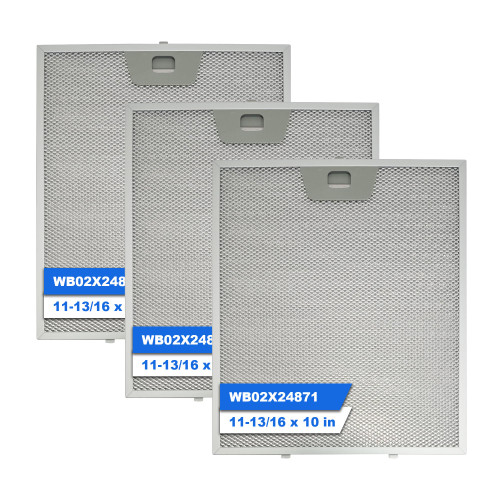 WB02X24871 Range Hood Grease Filter Compatible with GE Range Hood, 3-Pack