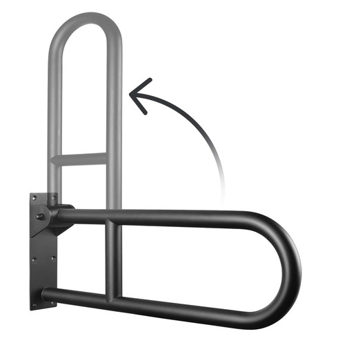29.5 INCH Stainless Toilet Safety Rails, Matte Black Handicap Grab Bars for Elderly, Disabled Flip-Up Bathroom Grab Bar, Toilet Handrails Hand Grips Handle Shower Assist Aid Black