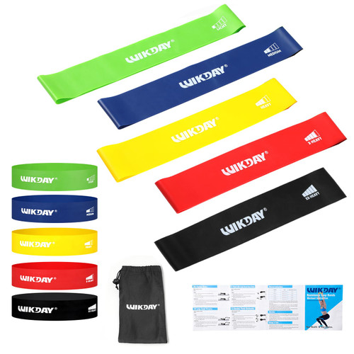WIKDAY Resistance Bands for Working Out Exercise Loop Bands Workout Bands Set for Men Women Body Stretching, Crossfit Training, Home Workout, Physical Therapy, Booty Legs, Set of 5