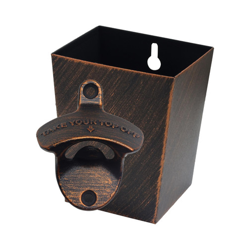 Old Fashioned Wall Mounted Beer Bottle Opener with Cap Catcher