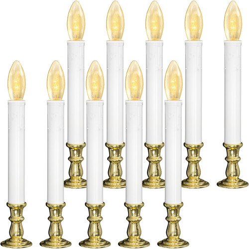 10PCS Christmas LED Window Candles with Timer, Flameless Candle with Suction Cups Battery Operated for Christmas Home Wedding Decor