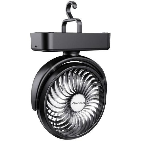 AMACOOL Portable Camping Fan with LED Lantern- 40H Work Time Rechargeable