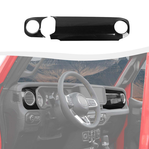 Center Console Dashboard Decorative Panel Trim Cover Kit Compatible with 2024-2026+ Jeep Wrangler JL JLU & Jeep Gladiator JT(Carbon Fiber)