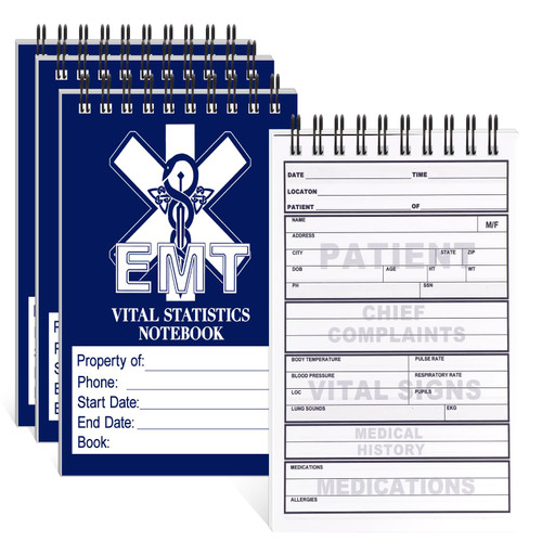 PruQuaiy EMT/First Responders Vital Statistics Notepad, 3 Pack, Medical Field Notebook, 6x3.75 Inch, 70 Sheets per Pad (3)