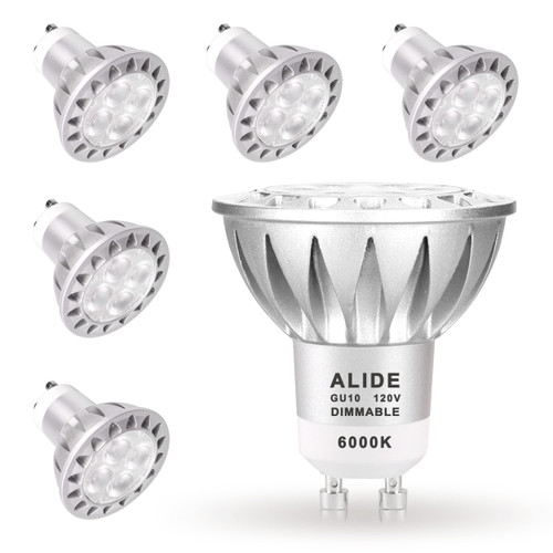 ALIDE GU10 Led Bulbs Dimmable 120v 50w Equival 6000k Daylight White,6PCS