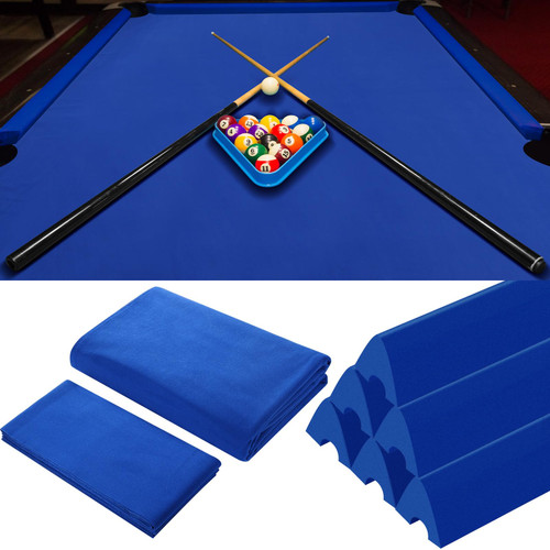 Mixweer Billiard Cloth for 8 ft Pool Table Pre Cut Felt with 6 Cloth Strips and 6 Pool Table Rubber Bumpers for Bars, Clubs, Hotels Replacement