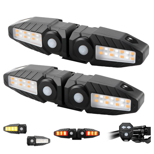 Bike Turn Signals with Projector 5 Modes USB Rechargeable Bike Tail Light Remote Control Waterproof Split Ebike Bicycle Turn Signals Front and Rear for Night Riding and Commuting Safety-4PCS