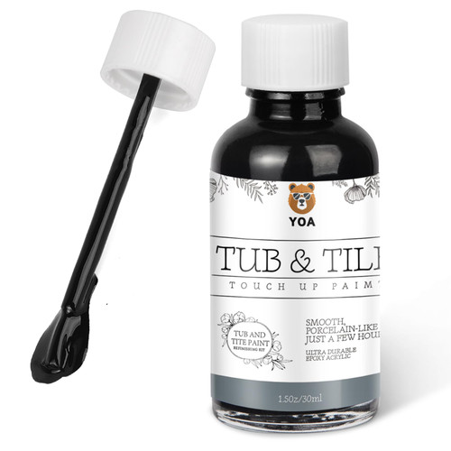 YOA Bathtub Tile Touch Up Paint, Black, 1.5 oz * 1 bottle, suitable for repairing ceramic, porcelain, and fiberglass bathtubs, tiles, and bathroom walls.