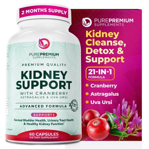 PurePremium Kidney Support Supplement - Kidney Cleanse Detox & Repair