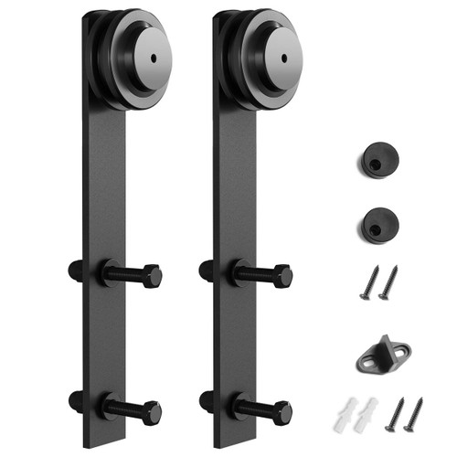 SMARTSTANDARD Sliding Barn Door Hardware Hangers 2pcs (Black) (I Shape Hangers)