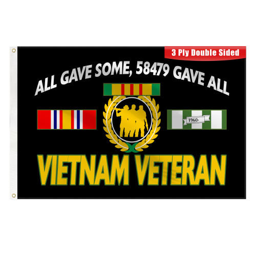 3ply Vietnam Veteran Flag All Gave Some Gave All Flags 3x5 Ft Double Layers Heavy Duty Durable Large Flag Banner Outdoor Indoor Decorations with 2 Brass Grommets
