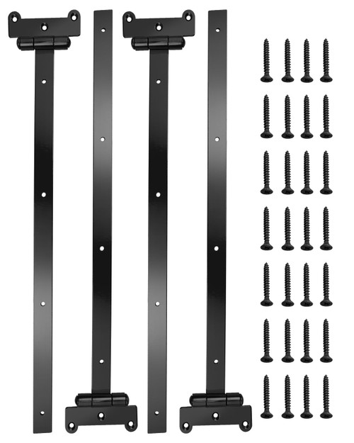 24 Inch Black Heavy Duty Gate Hinges with Mounting Screws