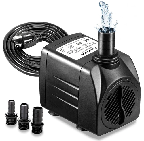 550GPH Submersible Pump 30W - Ultra Quiet Fountain Water Pump, 2000L/hr, 7.2ft High Lift, 3 Nozzles - Submersible Water Pump for Aquarium, Fish Tank, Pond, Hydroponics, Statuary (Compact 550GPH)