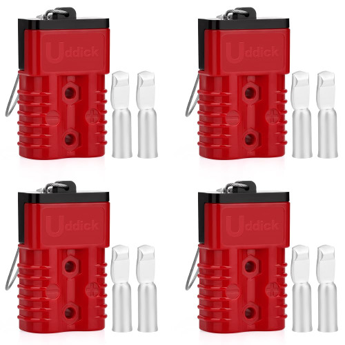4PCS 175A 1/0-4 Gauge Battery Cable Quick Connect/Disconnect Connector Plug Kit with 4 Wire Harness Dust Cover(Red 2AWG)