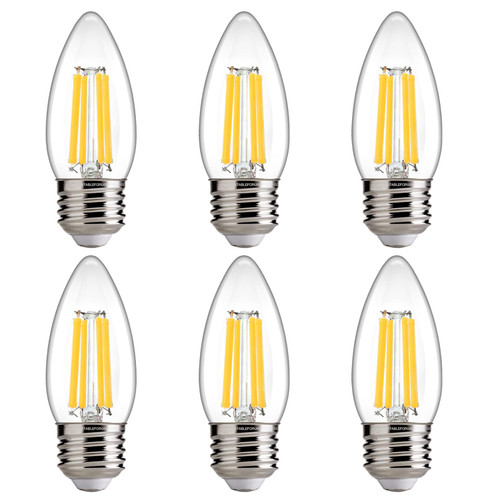 FLSNT 100W Equivalent LED Chandelier Light Bulbs E26 Base, 5000K Daylight Dimmable LED Candelabra Bulbs, 800LM, 6 Pack UL,CA65 Listed.