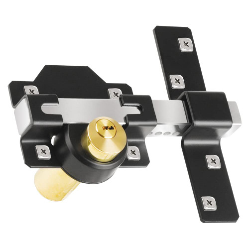 Barn Door Lock, 2", Fence Gate Lock, Double Sided Gate Latch, Shed Door Lock for Wooden Garage Vinyl Metal Gate with 5 Keys, for Right & Left Door