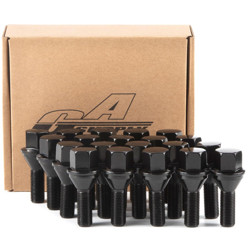 GAsupply M12x1.25 OEM Lug Bolt Black, 28mm Shank Cone Seat 3/4" Hex, 20pcs