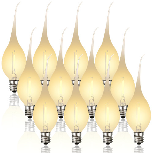 12 Pcs Silicone Dipped Candle Light Bulbs, LED Silicone Candle Bulbs, 0.7 W