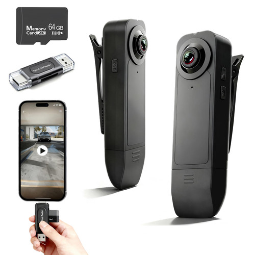 Heart Link Wearable Mini Body Camera with 64GB Micro SD Card, Night Vision