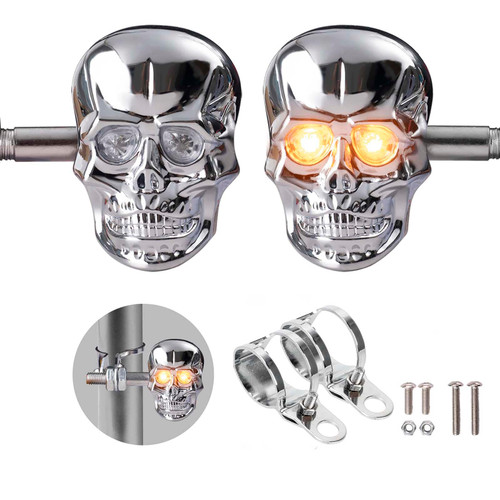 Motorcycle Turn Signals Led Skull Blinkers 10mm Screw Indicator Light