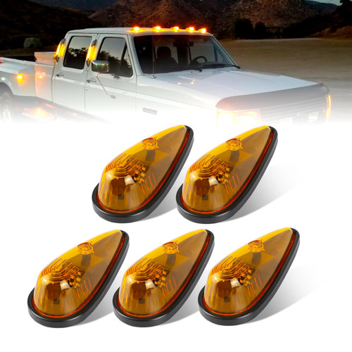 Amber Teardrop Cab Marker Lights Kit, Top Clearance Running Lights for Truck RV Van Ford Super Duty F150 F250 F350 Chevy Silverado Dodge (5 PCS)