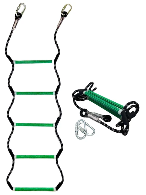 Boat Rope Ladder, Heavy Duty Climbing Rope 450Lbs Strength, 14mm Reinforced Polyester Line, Rigid Resin Step, Outdoor Ladder for Inflatable Boat, Kayak, Motorboat, Canoeing (5 Step - Green)