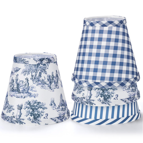 Gerrii 6 Pcs Blue Gingham Lamp Shade Small Chandelier Lamp Shade