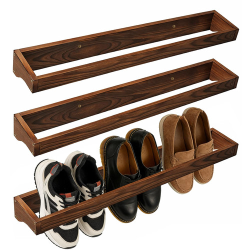 3 Pcs Wall Mounted Shoe Rack, 30 Inch Wall Mounted Shoes Storage Organizer Space Saving for Mudroom Entryway Closet