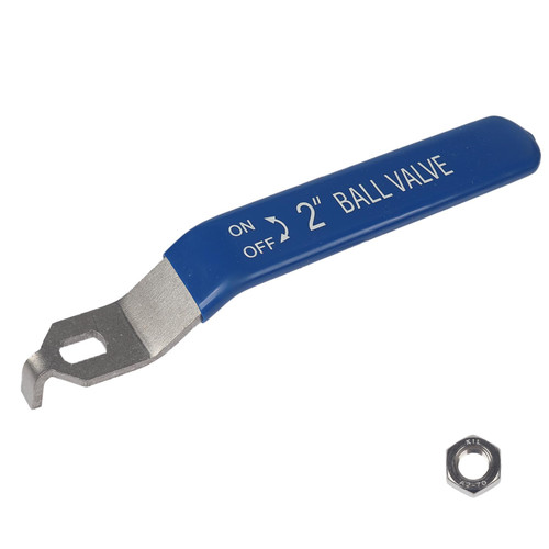 Stainless Steel Lever Handle with M14 Nut for DN50 Ball Valve, Quarter Turn Operation, Blue Plastic Grip & Chrome Plated Finish (DN50 2")