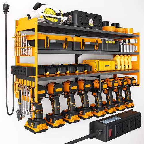 OLIXIS Power Tool Organizer Wall Mount with Charging Station for Garage