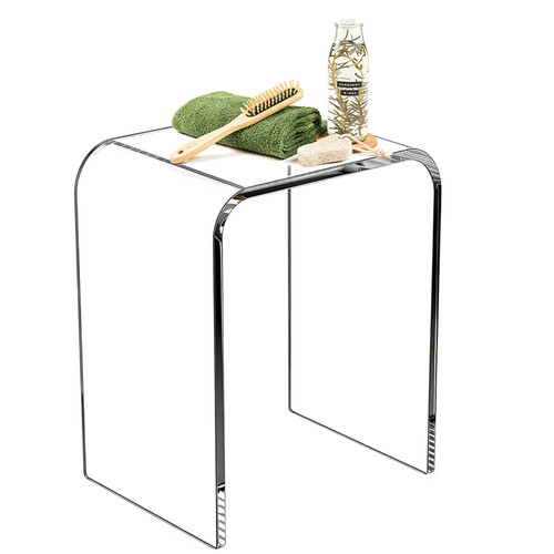 MAIFENGL Acrylic Shower Stool for Inside Shower, Clear Bathroom Bench, Non-Slip Waterproof Bath Seat for Shaving Legs & Spa, Supports up to 330 lbs
