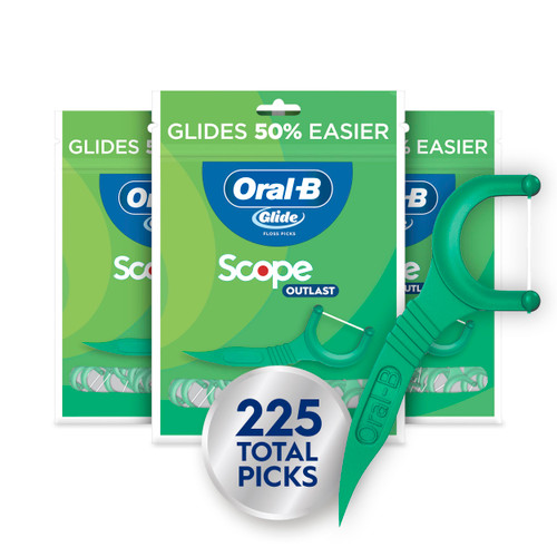 Oral-B Glide Mint Dental Floss Picks with Long Lasting Scope Flavor, 75 Count, Pack of 3