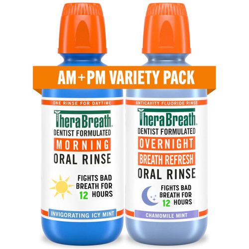 TheraBreath AM + PM Mouthwash Bundle, 16 fl oz, 2-Pack