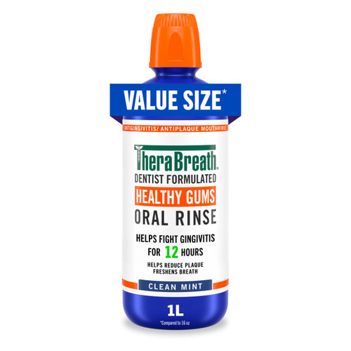 TheraBreath Healthy Gums Oral Rinse, Clean Mint, 1 Liter
