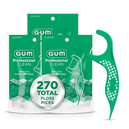 GUM Professional Clean Dental Floss Picks, Fresh Mint, 90 Count (3 Pack)