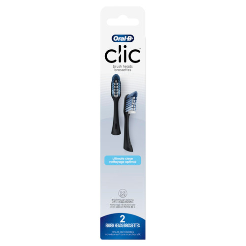 Oral-B Clic Toothbrush Replacement Heads, 2 Count toothbrushes, Black Refill Brush Heads