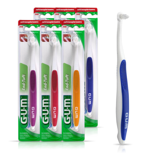 GUM End Tuft Toothbrush, Soft, Extra-Small Head, 1 Count (6 Pack)