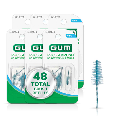 GUM Proxabrush Go-Betweens Wide Refills, 8 Count (6 Pack)