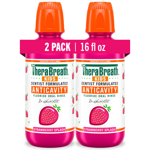 TheraBreath Kids Mouthwash, Organic Strawberry Splash, 16 fl oz, 2-Pack