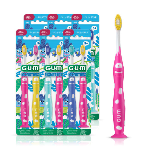 GUM Monsterz Jr Kids Soft Toothbrush, Ages 5+, 2 Count (6 Pack)