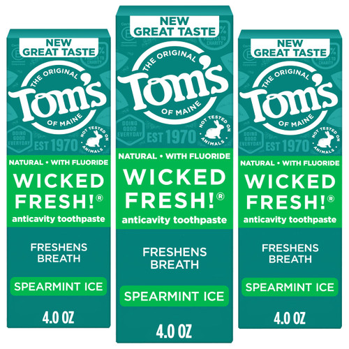 Tom's of Maine Wicked Fresh Fluoride Toothpaste, Spearmint, 3 Pack, 4 oz