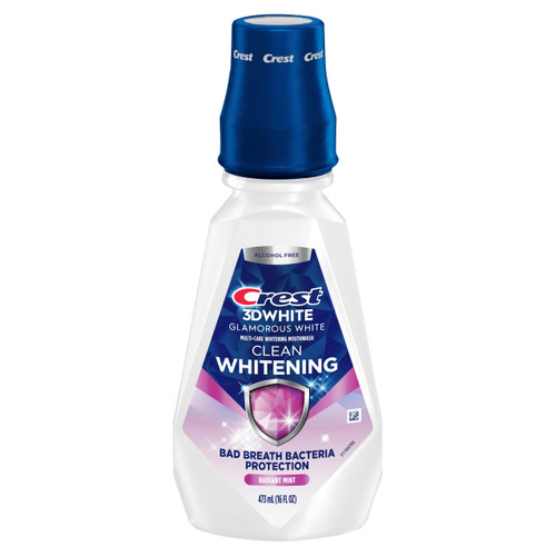 Crest 3D White Glamorous White Alcohol Free Multi-Care Whitening Mouthwash, Hydrogen Peroxide Mouthwash, Arctic Mint, 16 fl oz (473 mL) - Pack of 4, Crest Mouthwash