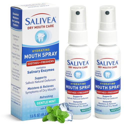 SALIVEA Extra Gentle Dry Mouth Spray Soothing Mint 1.5 oz Bottles 2 Pack