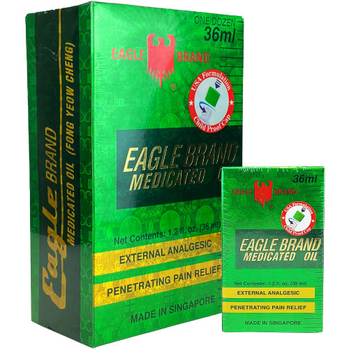 Eagle Brand Natural Medicated Oil for Muscle Aches and Pains, Includes 12 Individual 1.2 oz. Bottles