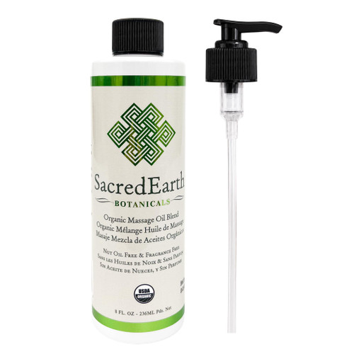 Organic Massage Oil Blend (8oz) - Unscented, Nut Oil Free, Gluten Free and USDA Certified Organic