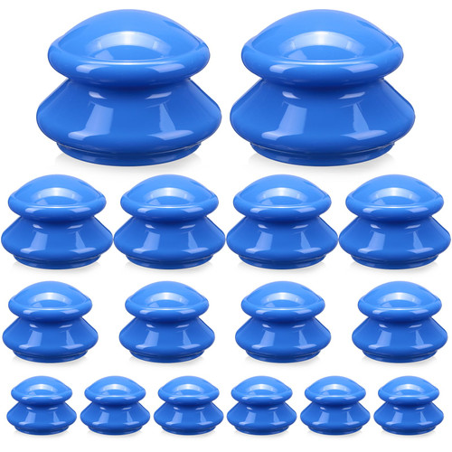 Geiserailie 16 Pcs 4 Sizes Silicone Cupping Therapy Set, Dark Blue