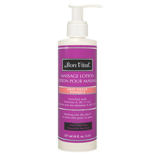 Bon Vital' Deep Tissue Massage Lotion, 8 Oz, Unscented, Non-Greasy